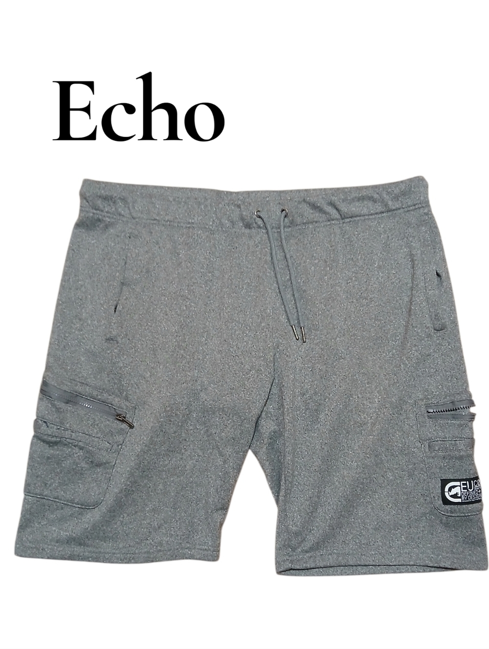 Echo Men's Size 3XL Heather Gray Cargo Shorts with Zip Pockets
